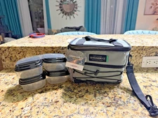Fit & Fresh Foundry Grey Insulated Sport Cooler Lunch Kit Set Bag & 4 Containers