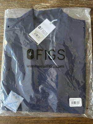 FIGS Women's Inala Slim Fit Scrub Top Navy Blue Size S Collar V Neck