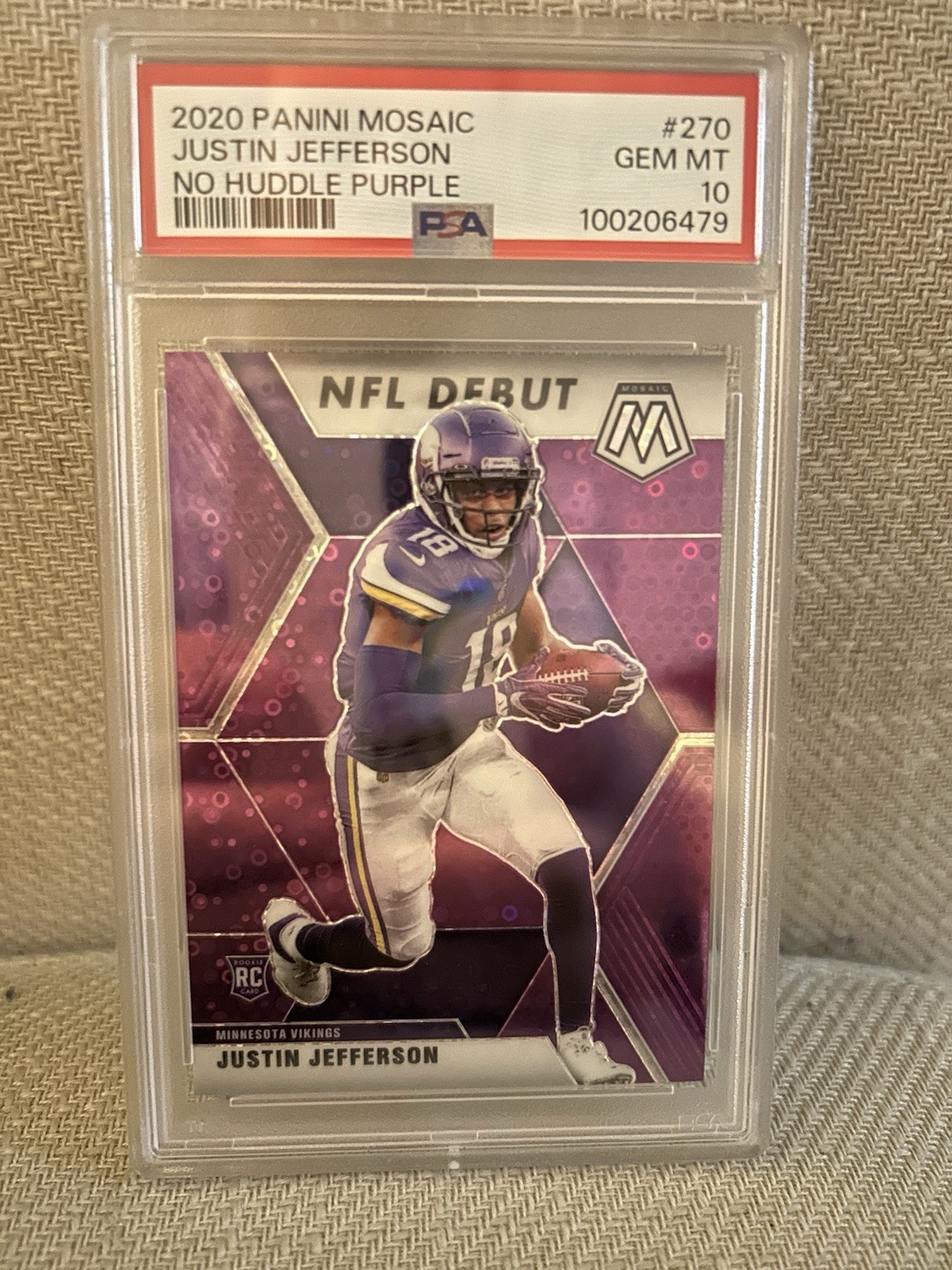 2020 Panini Mosaic - NFL Debut Justin Jefferson #270 Purple No Huddle /50 (RC)