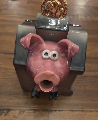 John Groth Pig Piggy Bank Teapot Whimsical Signed And Stamped - Picture 2 of 10