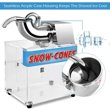 Electric Snow Cone Machine Ice Shaver Maker Shaving Crusher Dual Blades Silver