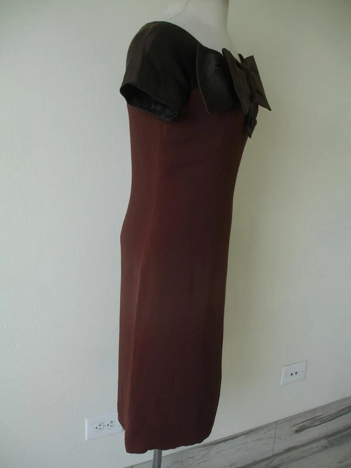 Vestido Para Mujer Talla S De Colección Años 50 Pattullo-Jo Copeland Neusteter Seda Fiesta Peplum Foto 2 de 4