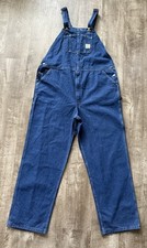 Carhartt Carpenter Bib Overalls Mens 46x32 Blue Denim Workwear Farm Hammer Loop