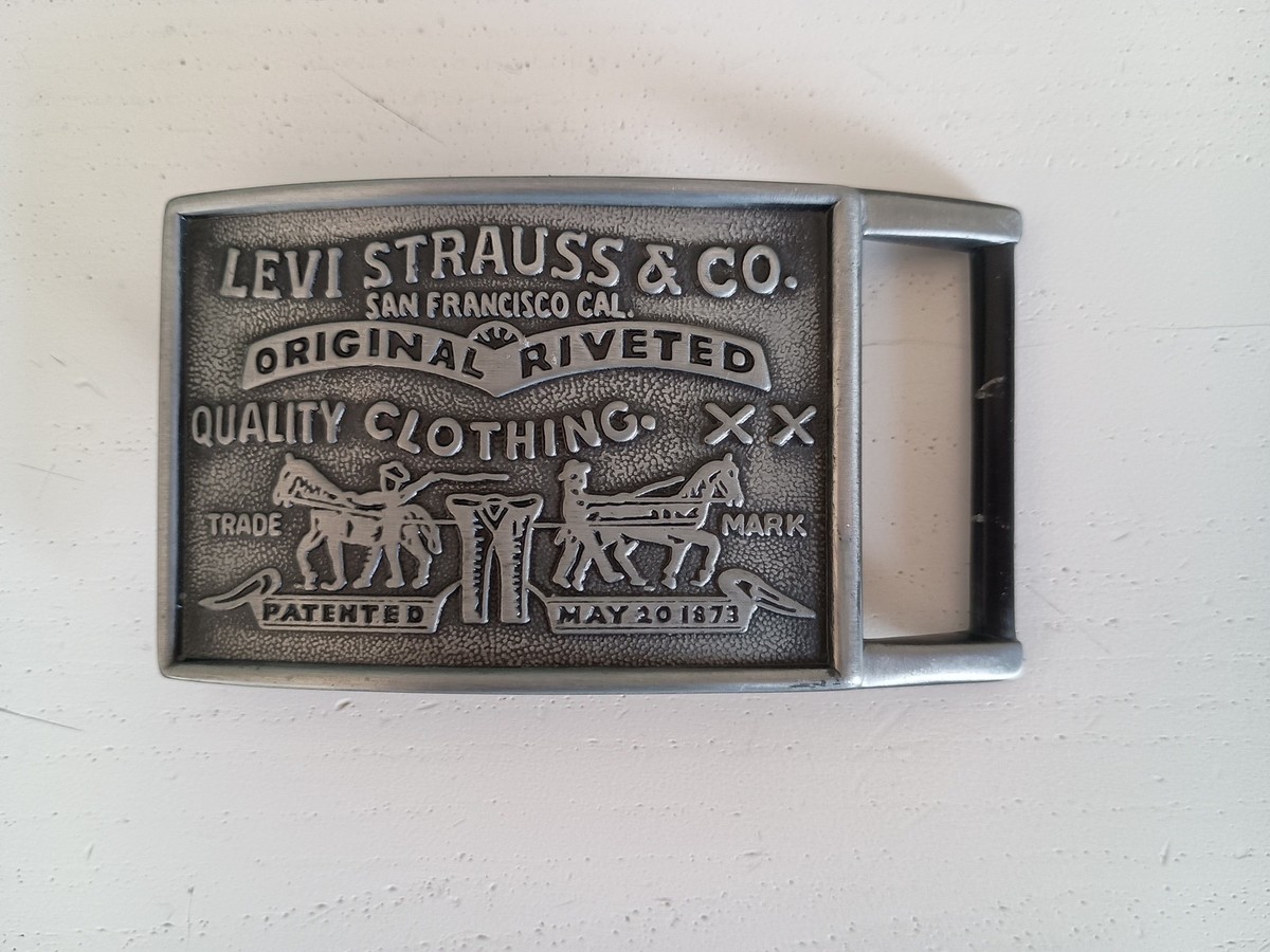 Vintage Levi Strauss & Co Embossed Silver Tone Belt Buckle  display picture 2