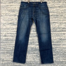Mavi Zach Mens Jeans 34x32 Dark Wash Low Rise Easy Straight Leg Denim Blue