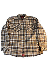 Dickies Womens 1X Flannel Brown Plaid Snap Fr...