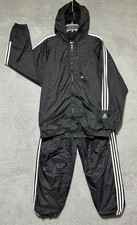 VTG Adidas Track Suit Mens M Jacket  Pants Windbreaker Lined Set 90s Y2K Black