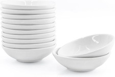 12 Pack Soy Sauce Dish Ceramic Dipping Bowls Bulk 1.2 Oz White Dipping Sauce