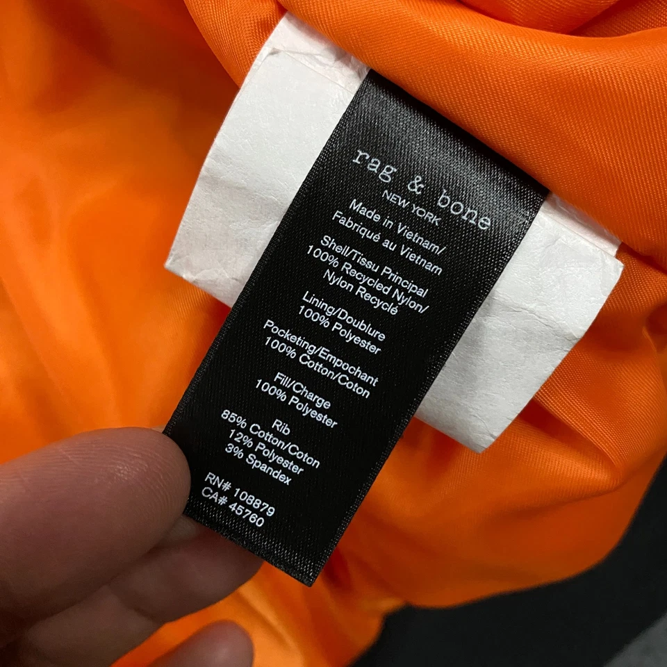 Rag and Bone Bomber Manston Jacket Mens Medium MA-1 Flight Pilot Aviator Black - Image 4 of 4