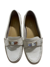 Coach Fredrica Loafers Women's Golden Logo Cream Color Pebbled Leather Size 6B