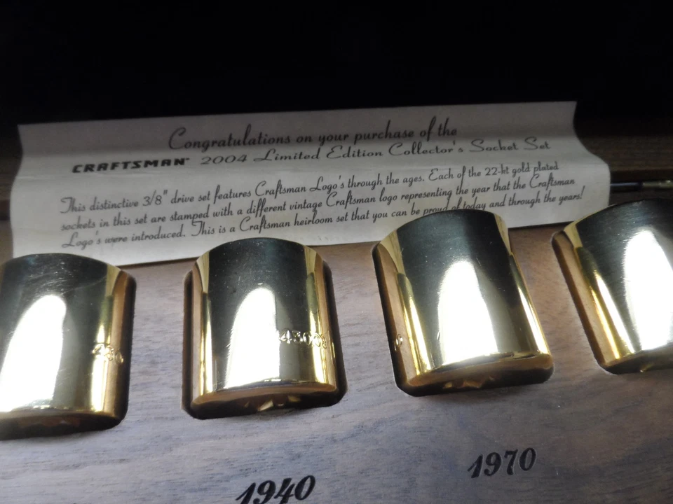 Craftsman 2004 22k Gold Plated Heritage Limited Edition Socket Set USA SN 05174 - Image 3 of 4