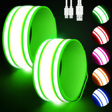 LED Armband for Running 2 Pack, 5 Colors 3 Lights Modes Rechargeable Reflective