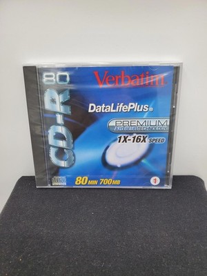 Verbatim 700MB/80 Min CD-R Disc 5 PACK! W/ Jewel Case 1X-16X Speed AZO Blue