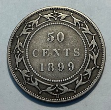 1899  WIDE 9  - 50 cent —  NEWFOUNDLAND Canada fifty   cent