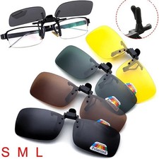 4 Color Grey Lenses Polarized Sunglasses Clip on Flip up UV 380 Driving Fishing