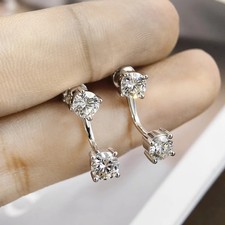 2.0ct Lab-Created Round Shape Diamond Test Pass Stud Earrings VS1/D/Excellent
