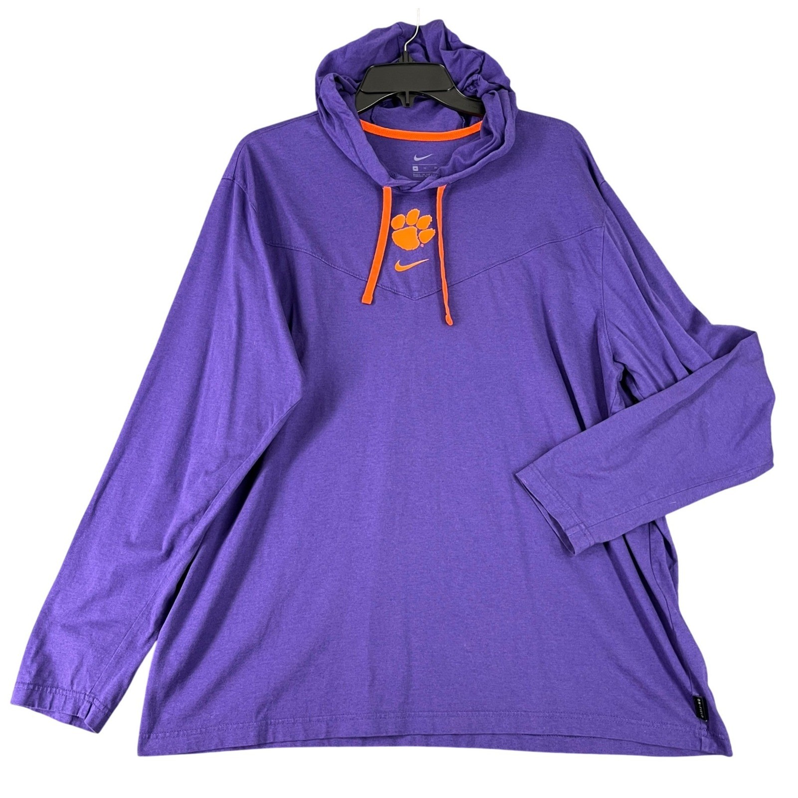 Clemson Tigers Hooded Tee Men Xl Nike College Center Swoosh Shirt