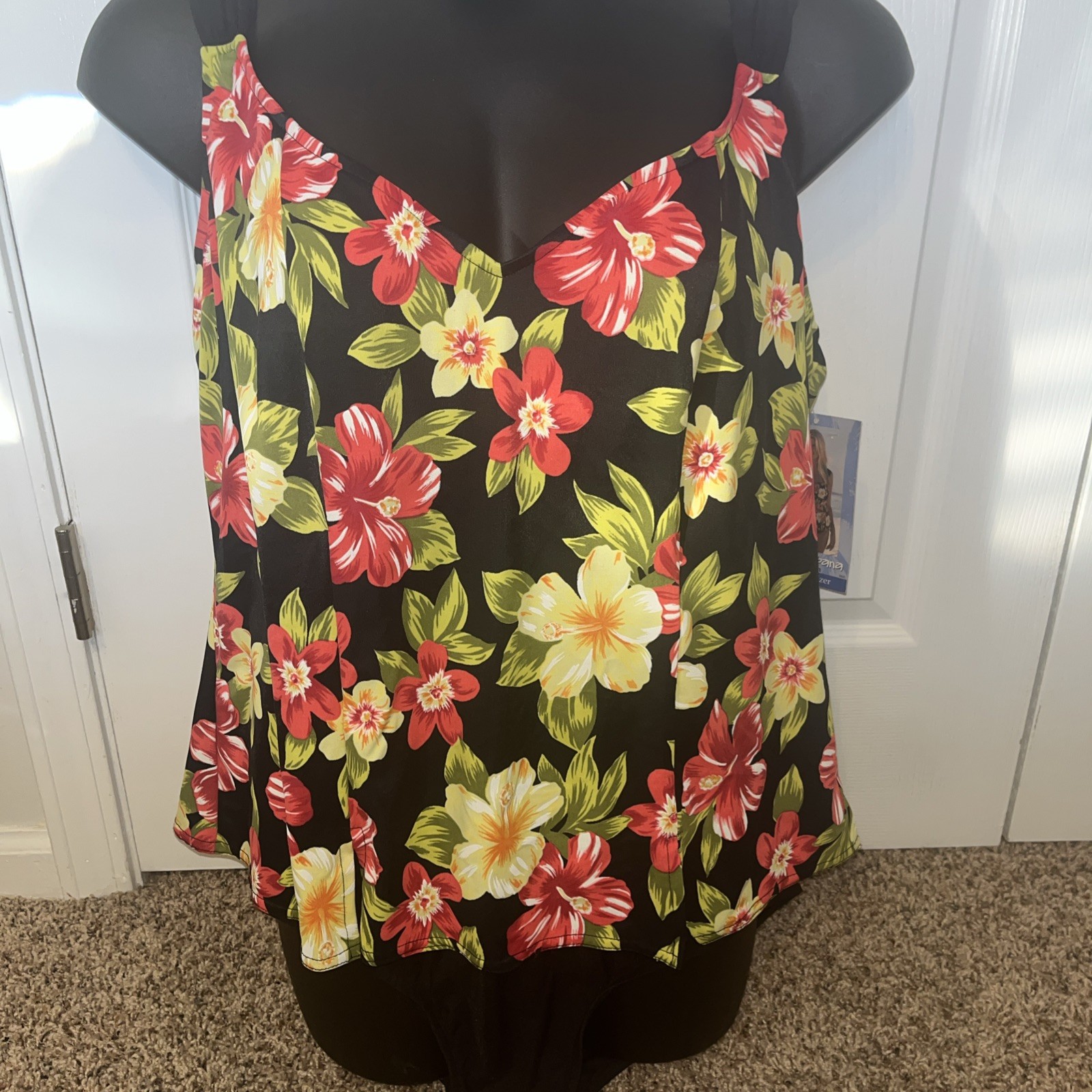 Swimsuit Beach Cabana One-Piece Women's Size 2X Floral Waist Minimizer NWT-image