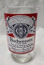 Vintage Anheuser Busch Budweiser Large 32 oz Footed Lager Beer Glass Cup