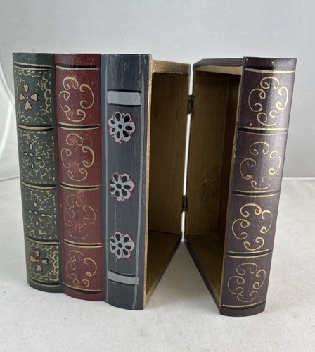 Vintage Faux Book Storage Box Decorative Wooden Hidden Compartment Secret