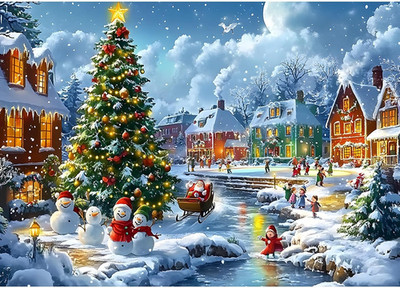 Diamond Art Kits for Adults, Christmas Scene, 5D DIY Diamond Painting Kits Full 