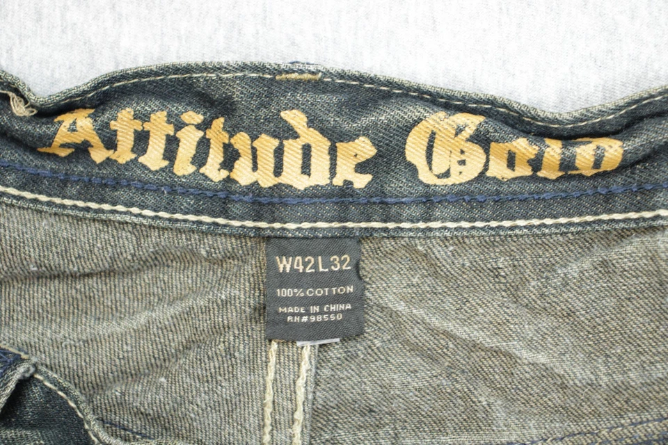 Jeans Attitude Gold para hombre 42 x 32 azul 100 % algodón vintage Foto 3 de 4