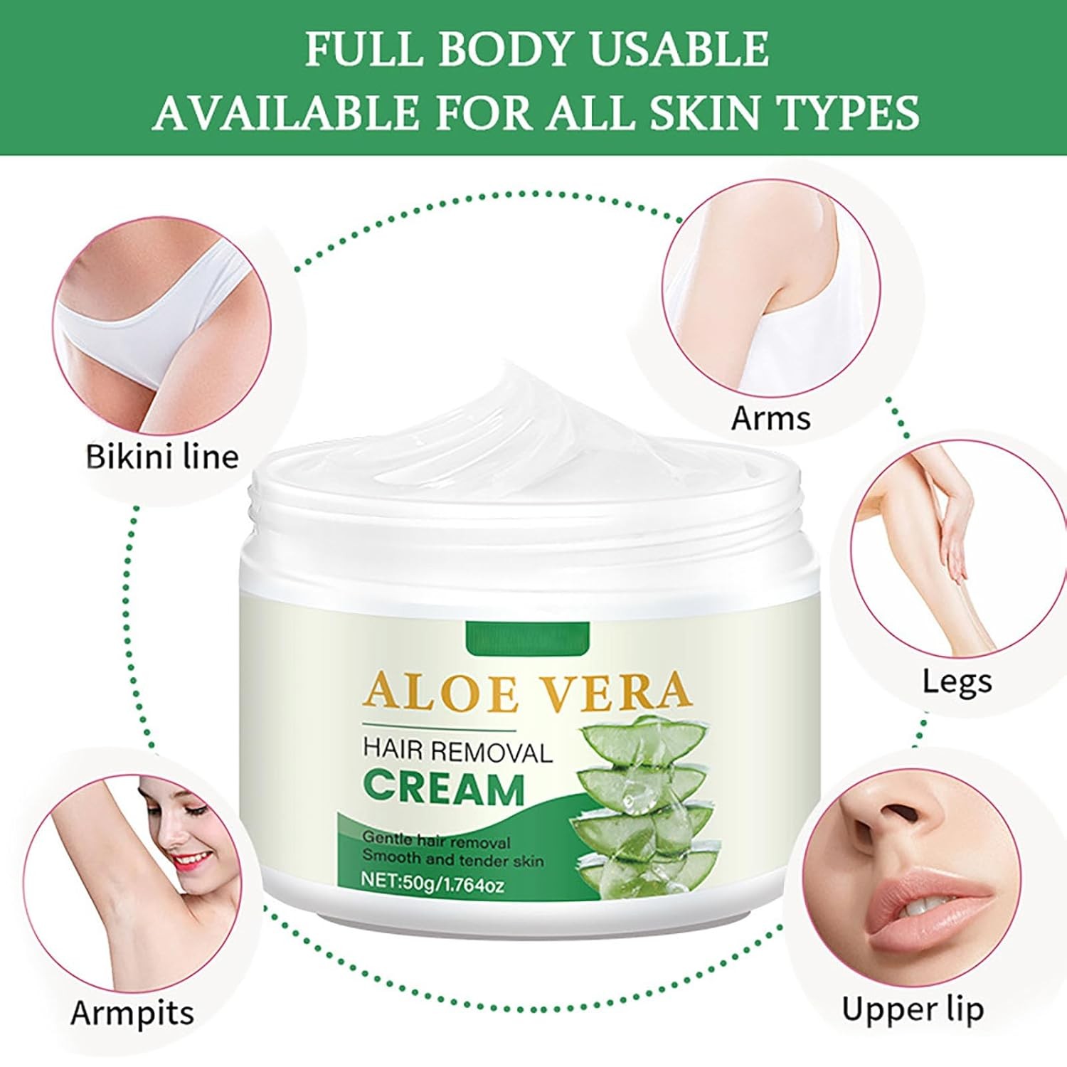 Facial Depilatory Cream, Aloe Vera Hair Removal Cream for Women for... 