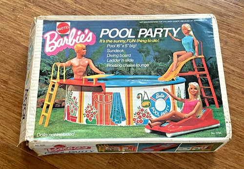 Vintage Barbie Pool Party Playset 1973 Boxed 7795 Used