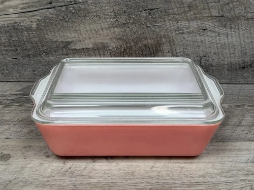 Vintage Pyrex Refrigerator Dish Pink Large # 503 W/ Lid