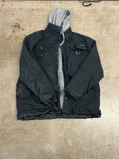 Dickies Men's Canvas Work Jacket Hooded Black 2XL Quilted Lined Duck