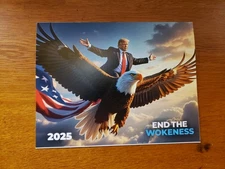 Funny President Donald Trump Calendar 2025 Wall Monthly End the Wokeness