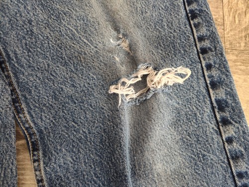 Jeans vintage anni 80 Carhartt B17 HDK blu invecchiato abbigliamento da lavoro sindacato made in USA 35x32 - Foto 5 di 24