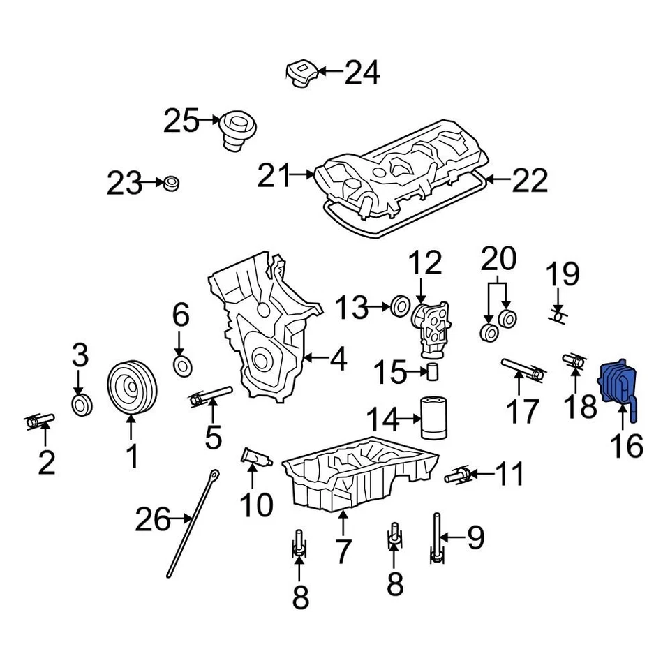 For Mazda CX-9 2007-2015 Mazda CA0214700 Engine Oil Cooler Foto 2 de 2