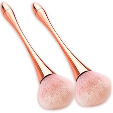 Super Large Mineral Powder Brush Set - Grade Color, 2 Large, Rse Golden