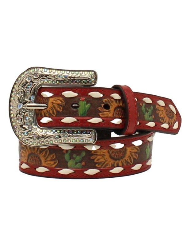 Angel Ranch Western Belt Girl Sunflower Cactus Lace 30 Red D130001504 CLEARANCE