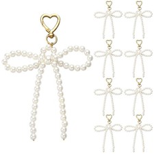 8 Pcs 8 Pcs Pearl Bow Keychains Pearl Bag Charm Wedding Favors for Guests Coq...
