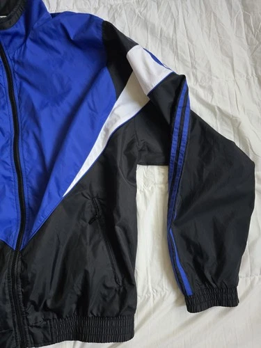 Vintage Adidas 1999 Track Jacket Windbreaker Blue Black White Size L 90s image 7