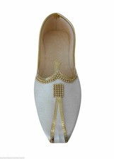 Men Shoes Leather Size US 6 Handmade Indian Wedding Mojaries Jutties Flat Cream