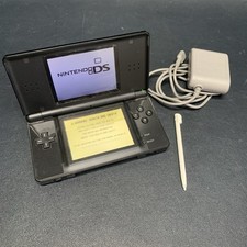 Nintendo DS Lite Black Handheld Console Stylus Charger Tested Works, C/USG-USA-1