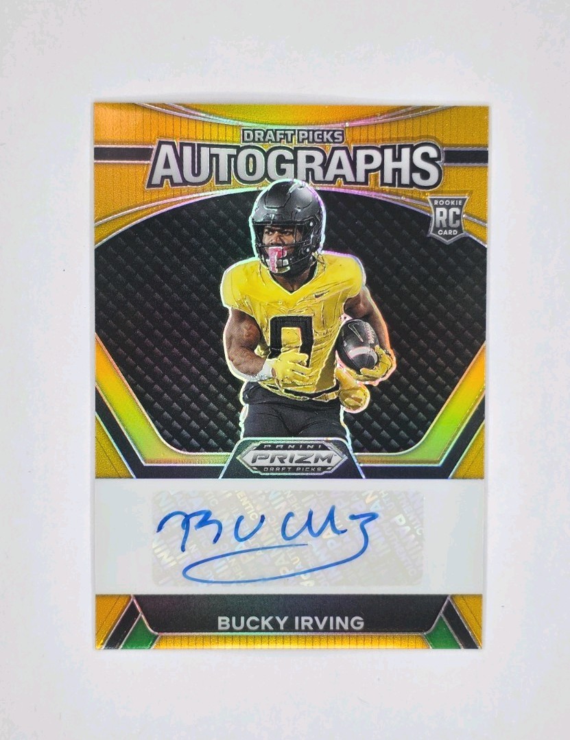 2024 Prizm Draft Picks - Bucky Irving AUTO Gold Prizm 8/10 RC (DPA-BIG) Rookie