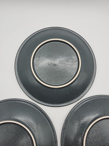 3 DANSK Santiago Grey Salad Plates, 8", Speckled W/ Coffee Tan Rim - Picture 11 of 18