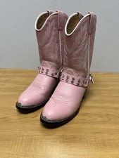 Durango Boots Girls Size 2D Pink Rhinestone Western Cowgirl Harness Studded