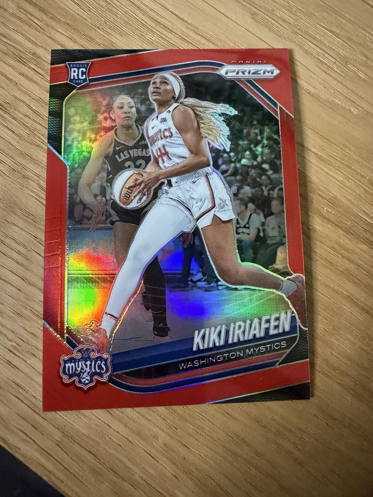KIKI IRIAFEN 2025-26 PRIZM WNBA TRUE RED PRIZM /299 ROOKIE RC #72 MYSTICS