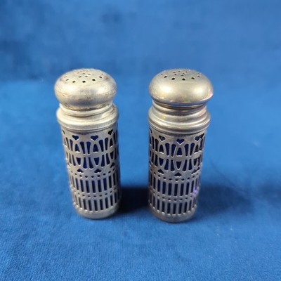 Vintage Cobalt Blue Glass Silver Plated Salt & Pepper Shakers Made in UK