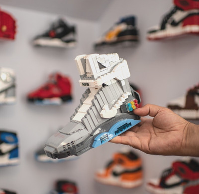 Futuristic High Top Sneaker Building Blocks Large 3D Shoe Model w Mini Figure