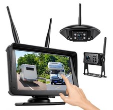 JIQUM Wireless Backup Camera 7" Touchscreen 1080P RV Truck Trailer Furrion 4CH