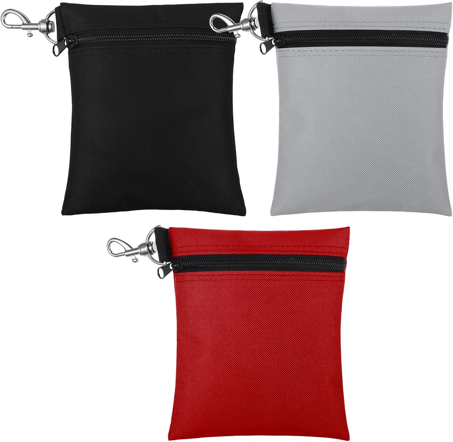 3 Pack Golf Tee Pouch Bag with Zipper and Clip Golf Accessor