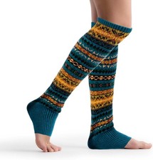 Womens Wool Leg Warmers Winter Striped Boho Long Thigh High Leg Warmer Y2K Knit