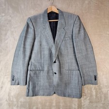 Jones New York Suit Jacket Mens 42R Gray Poly Wool Silk Ventless 2 Btn Blazer