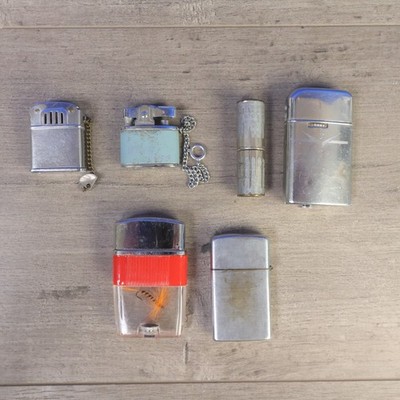 Vintage Mixed Lot 6 Lighters Ronson Rogers Royal Star SKKK Schering Fly Lure Jp